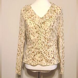 Cabi Dapple Fall 23 Static Print Rouched Top Size Medium